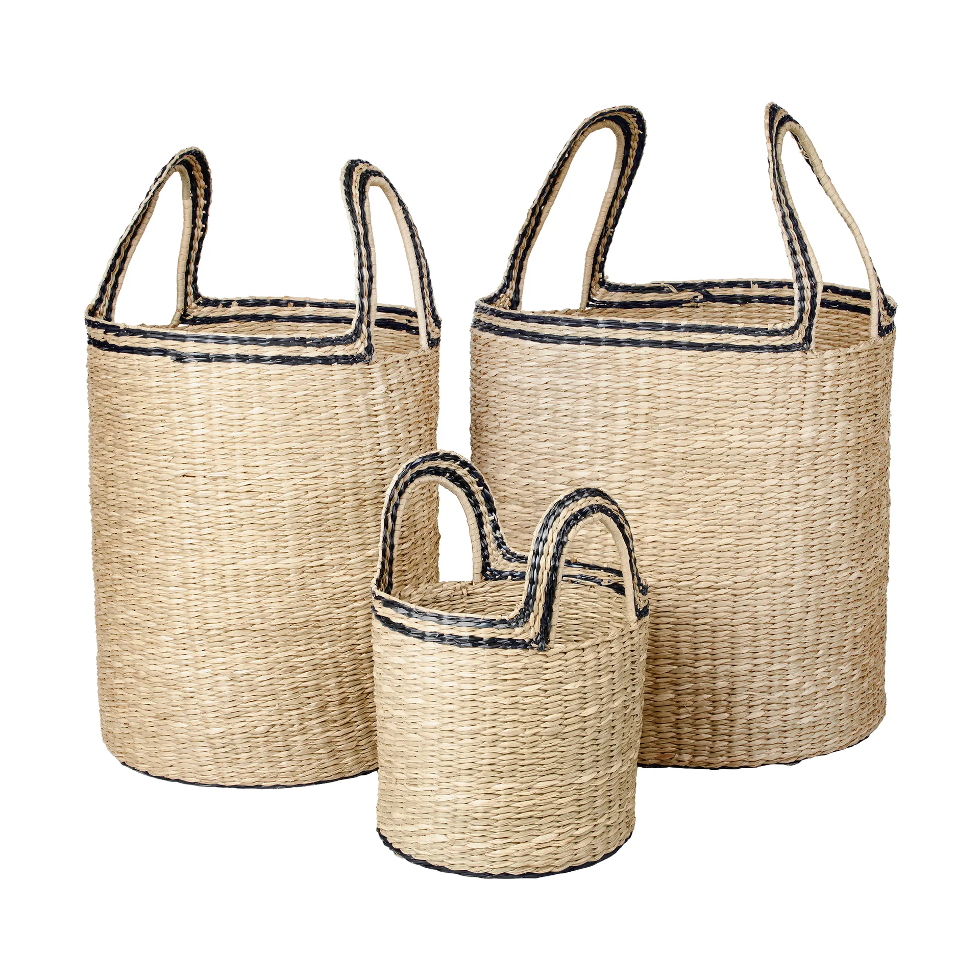 Panier Lykke 3 pièces, Natural-black Broste Copenhagen
