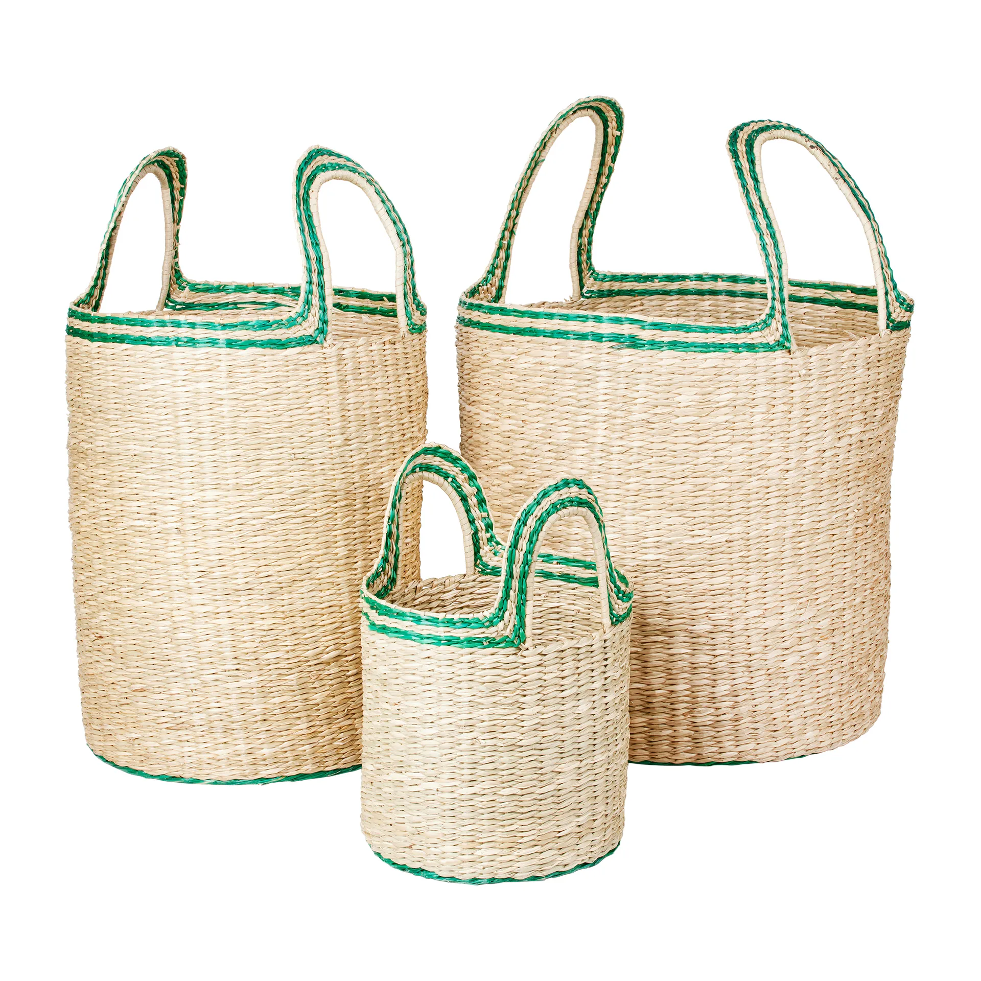Panier Lykke 3 pièces, Natural-green Broste Copenhagen