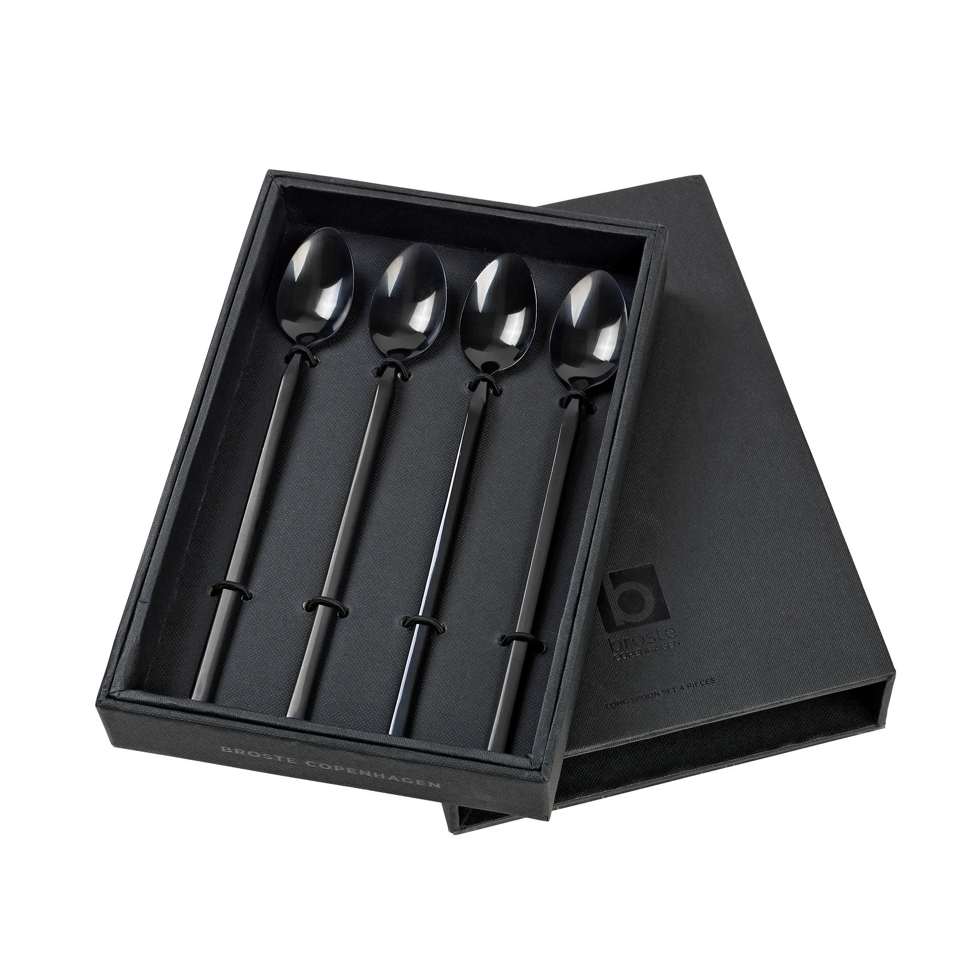 Paquet de 4 longues cuillères Tvis, noir Broste Copenhagen