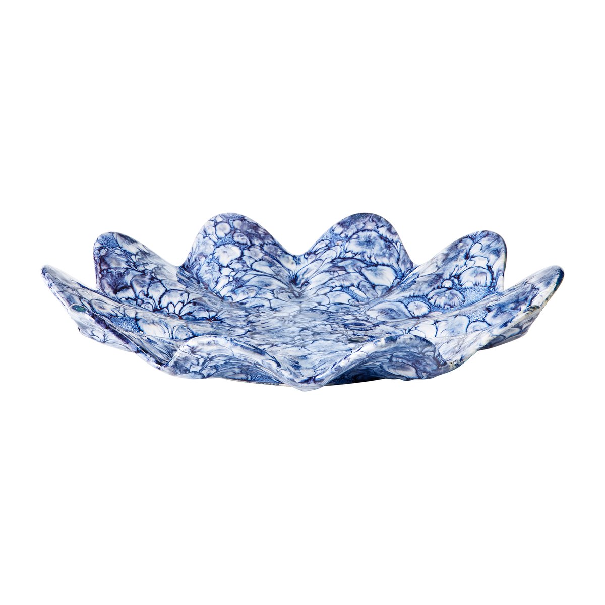 broste copenhagen plat de décoration lilja ø38 cm intense blue-white