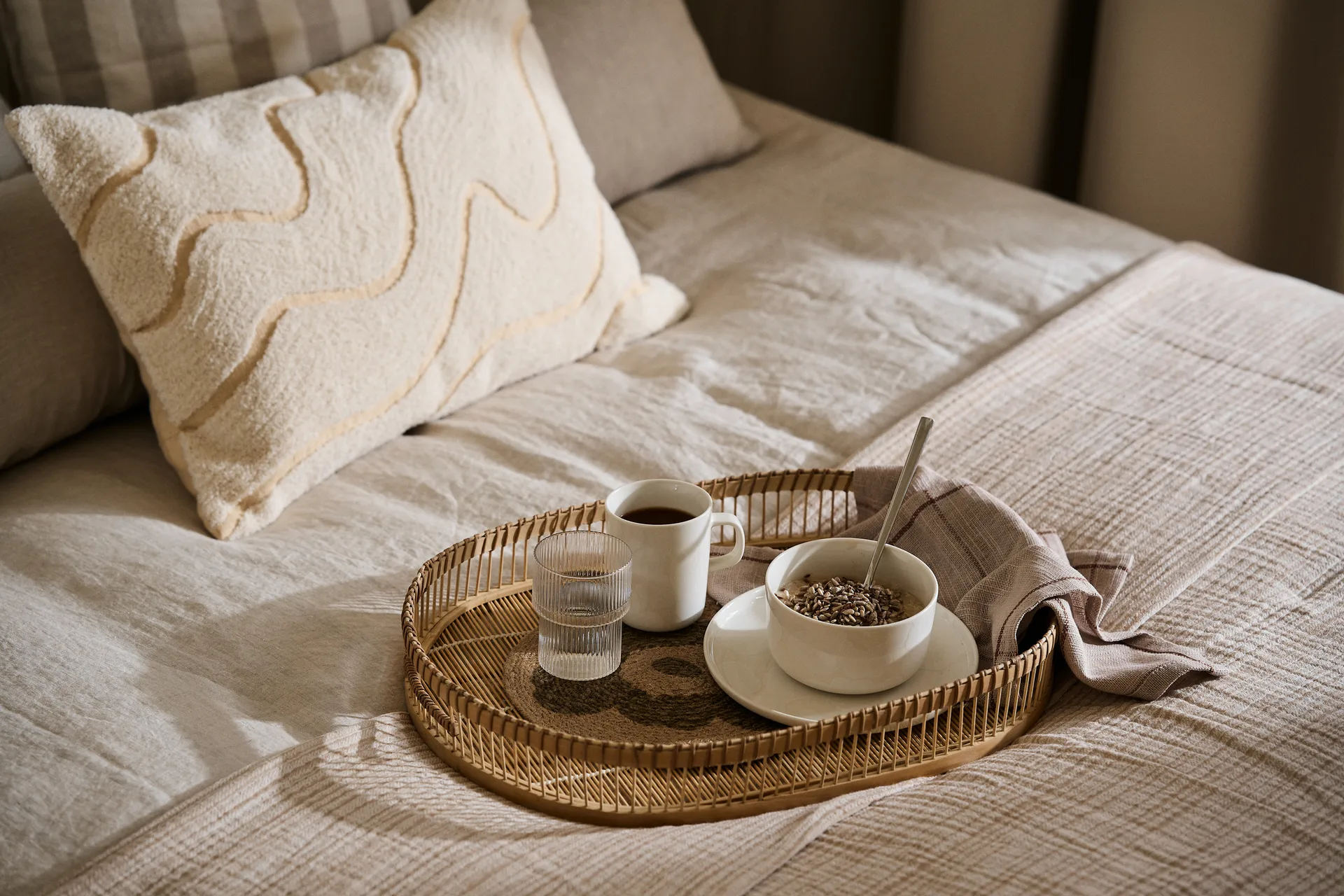 Plateau Taro 3 pièces, Rotin Broste Copenhagen