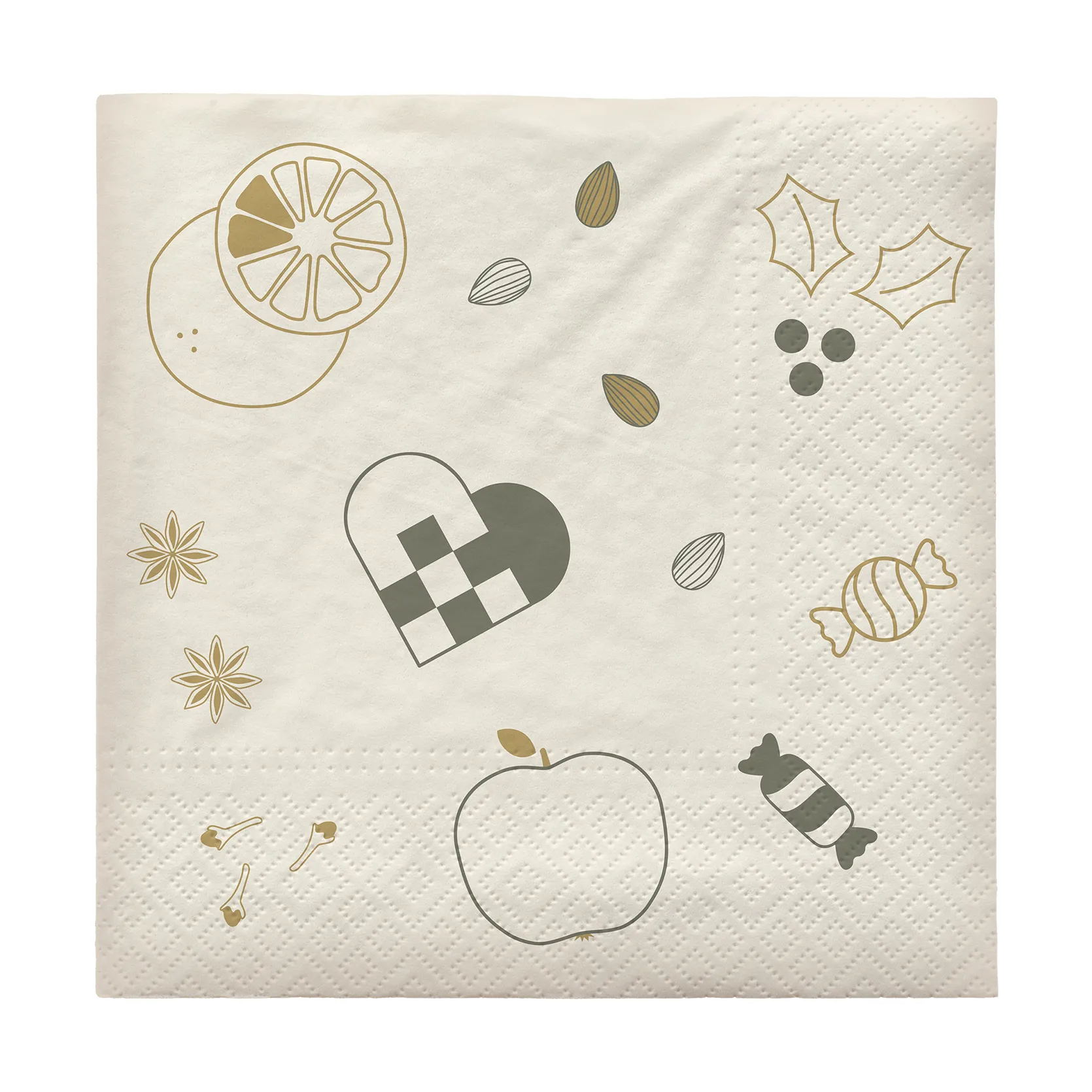 Serviette en papier Fryd 33 x 33 cm, Lot de 20, Grape Leaf Green Broste Copenhagen