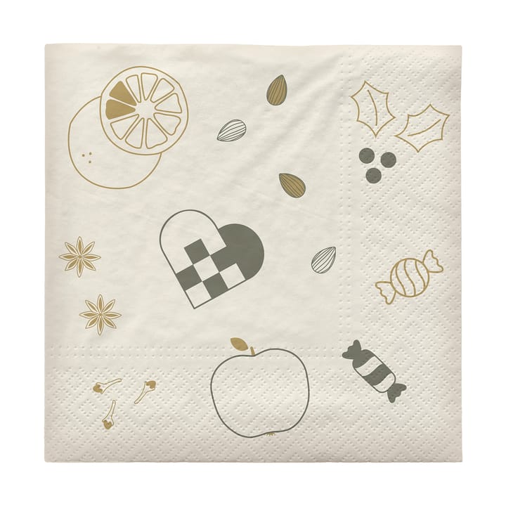 Serviette en papier Fryd 33 x 33 cm, Lot de 20 - Grape Leaf Green - Broste Copenhagen