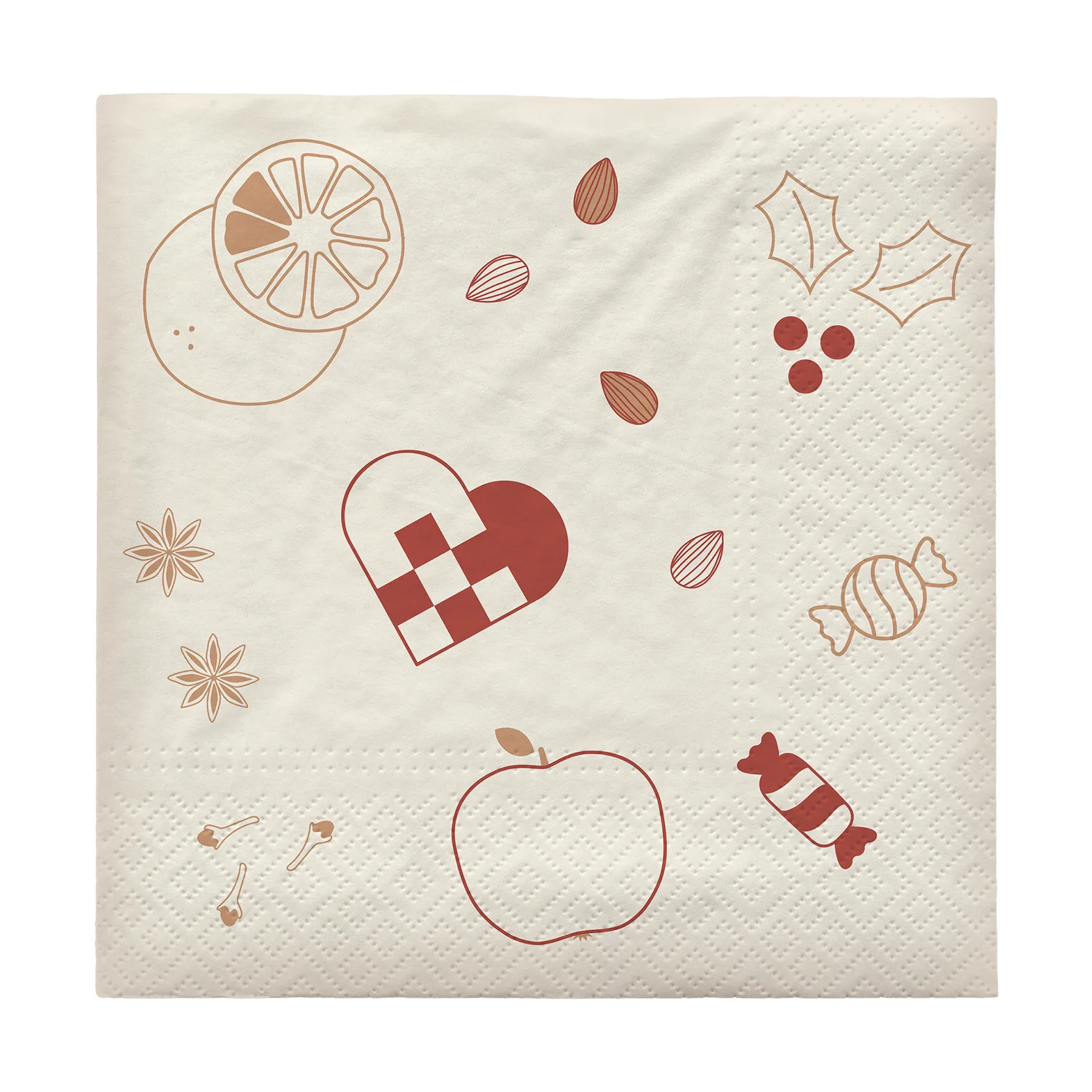Serviette en papier Fryd 33 x 33 cm, Lot de 20, Pompeian Red Broste Copenhagen