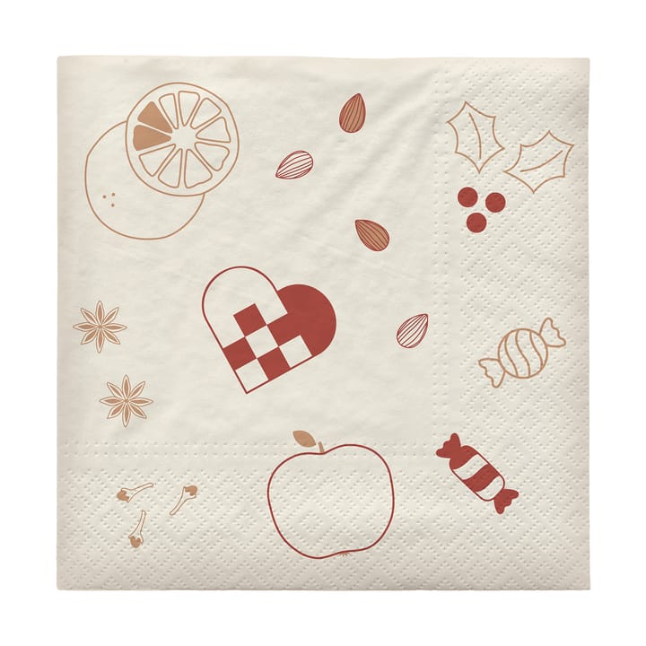Serviette en papier Fryd 33 x 33 cm, Lot de 20 - Pompeian Red - Broste Copenhagen