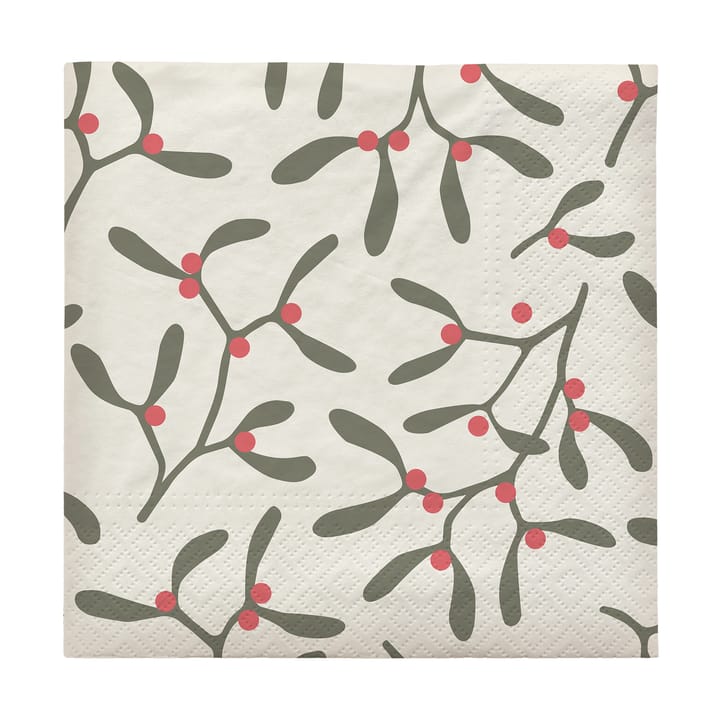 Serviette en papier Mistletoe 33 x 33 cm, Lot de 20 - Pompeian Red - Broste Copenhagen