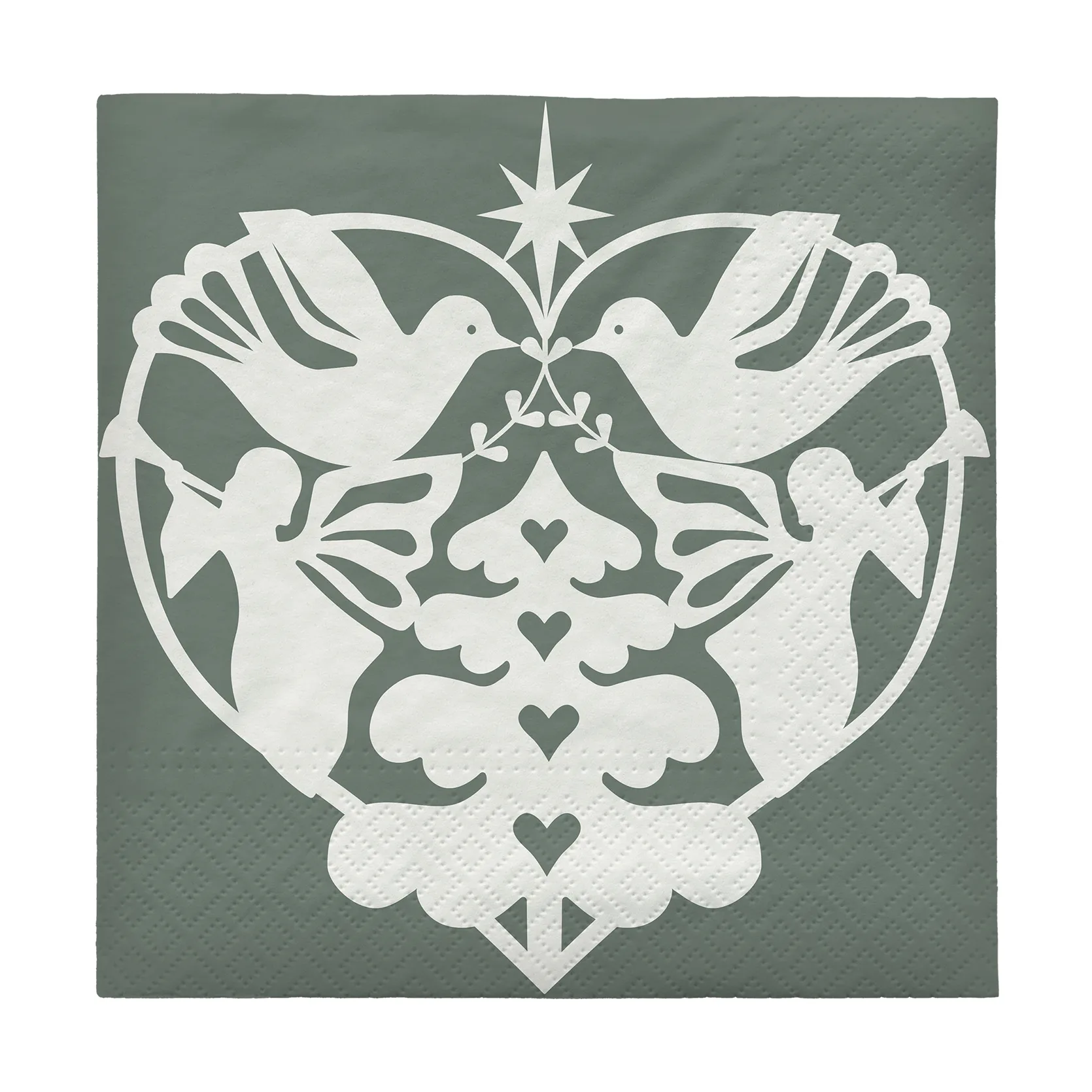 Serviette en papier Nostalgia 33 x 33 cm, Lot de 20, Grape Leaf Green Broste Copenhagen
