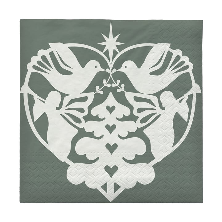 Serviette en papier Nostalgia 33 x 33 cm, Lot de 20 - Grape Leaf Green - Broste Copenhagen