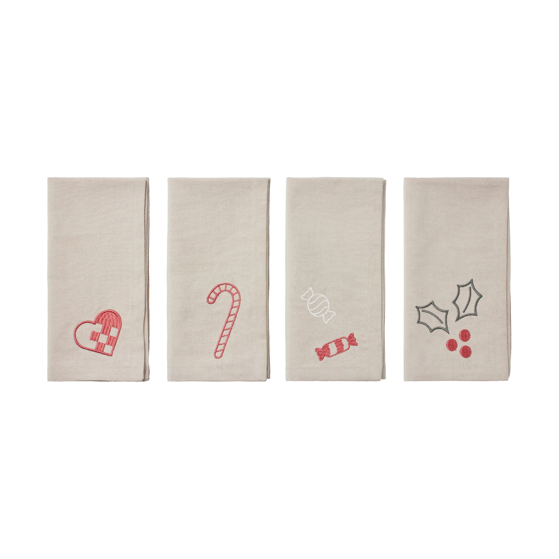 Serviette en tissu Fryd 45x45 cm 4 pièces, Light warm grey-red Broste Copenhagen