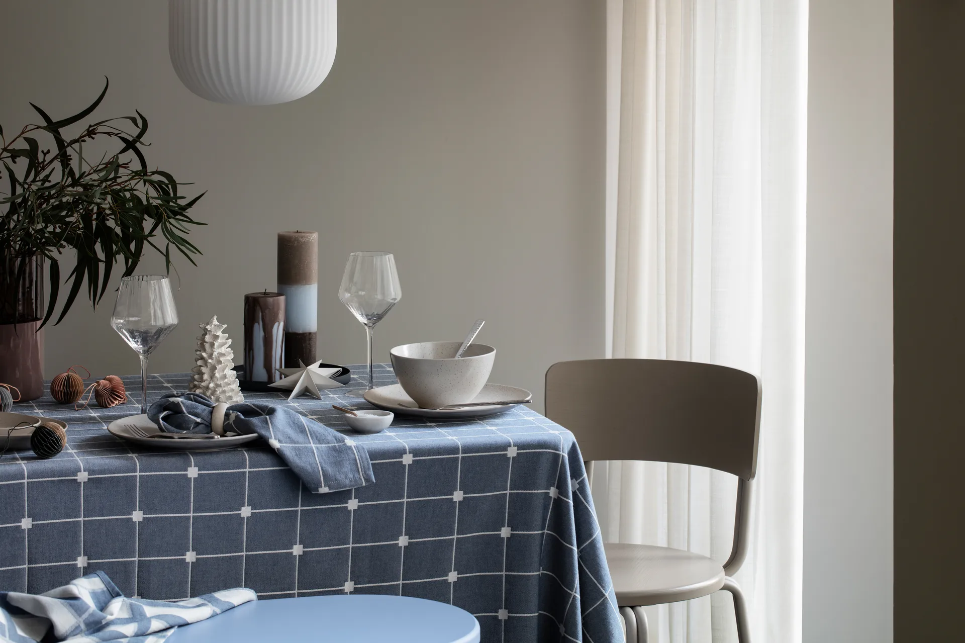 Serviette en tissu Tila 45x45 cm, Maritime blue-off white Broste Copenhagen
