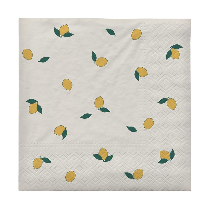 Serviette Lemon 33x33 cm lot de 20 - Off white-yellow - Broste Copenhagen