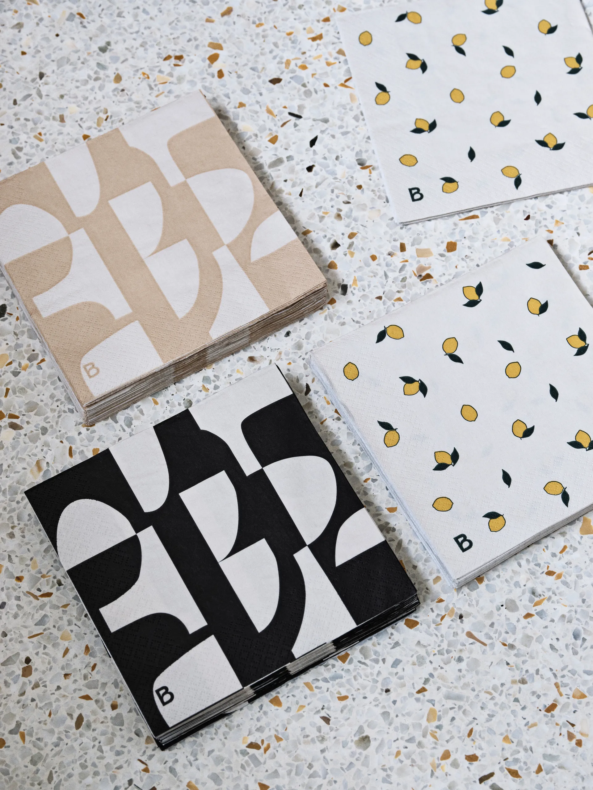 Serviette Lemon 33x33 cm lot de 20, Off white-yellow Broste Copenhagen