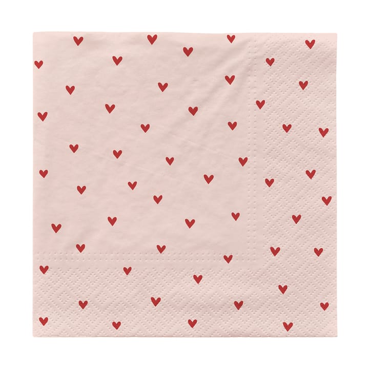 Serviettes Amor 33x33 cm 20 pièces - Soft pink-red - Broste Copenhagen