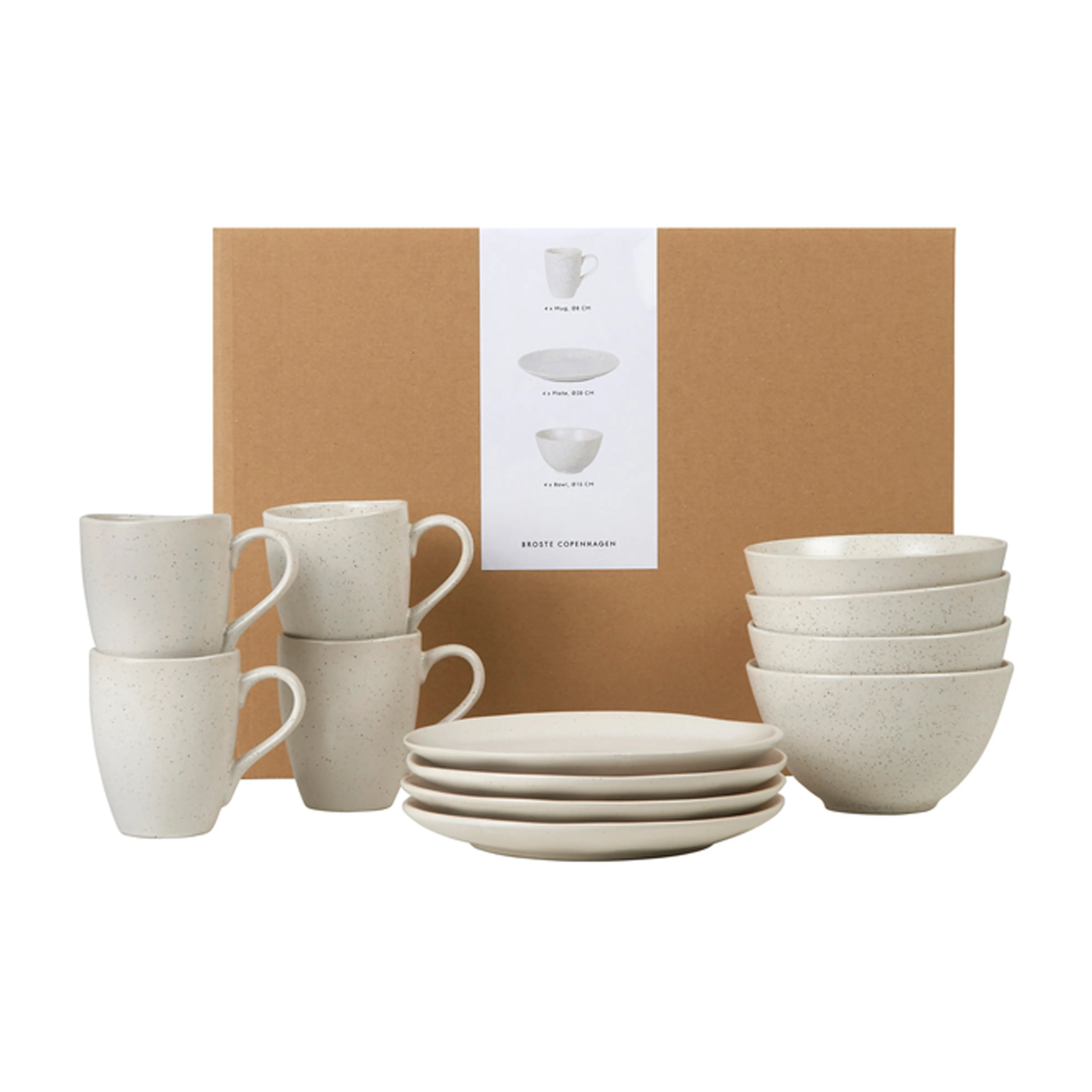 Set De Table Broste Copenhagen - Grès - 4 Assiettes Plates, Dessert Et Bols