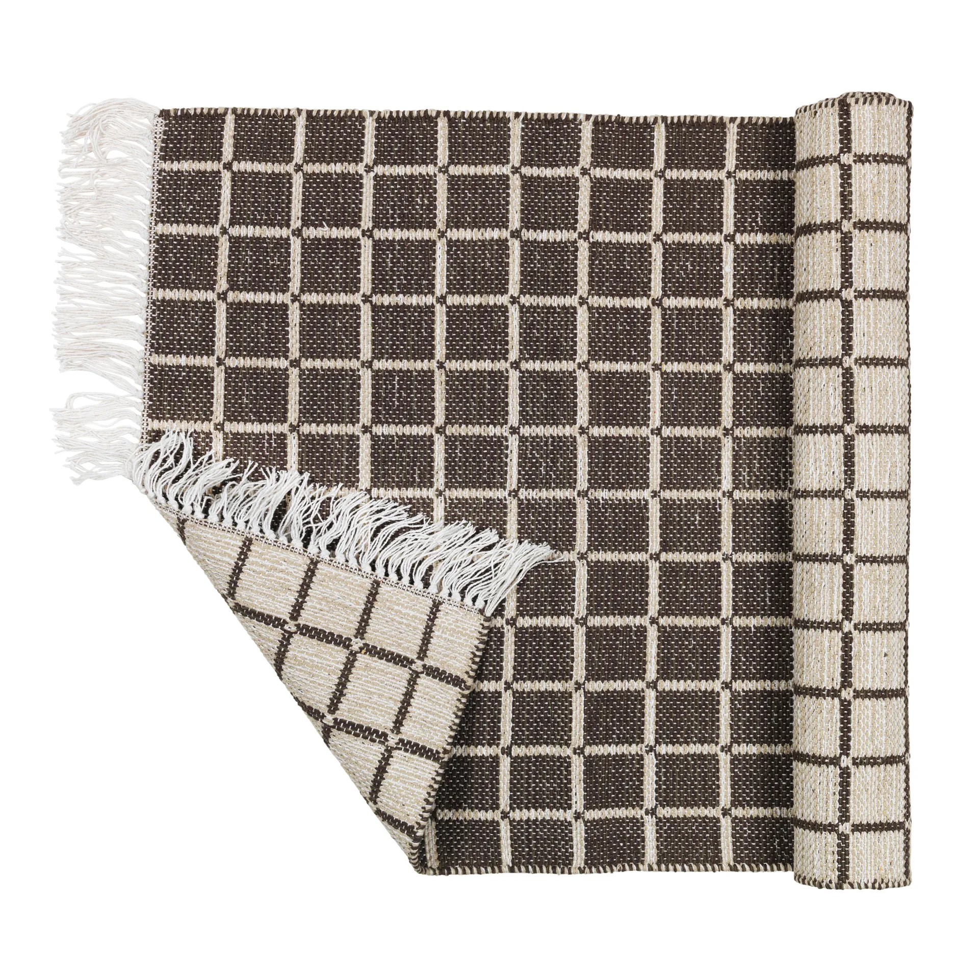 Tapis en coton Henny 140x200 cm, Light grey-aubergine Broste Copenhagen