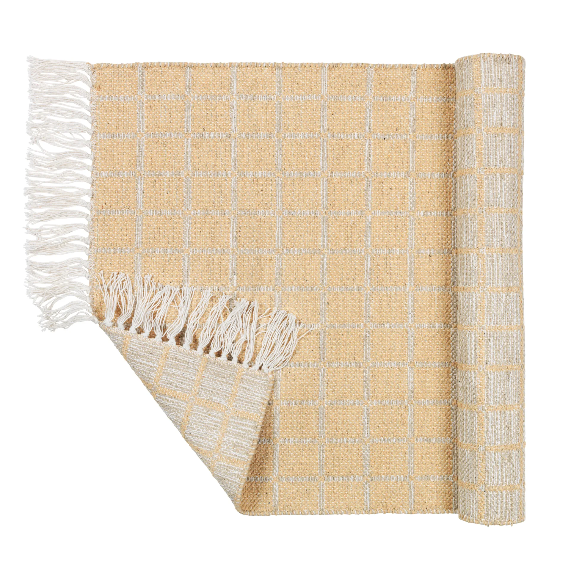 Tapis en coton Henny 140x200 cm, Light grey-yellow Broste Copenhagen