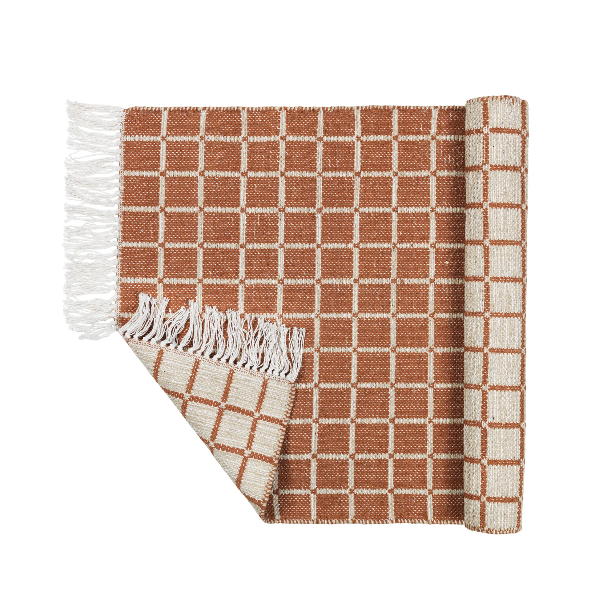 Tapis en coton Henny 70x140 cm, Light grey-rustic brown Broste Copenhagen