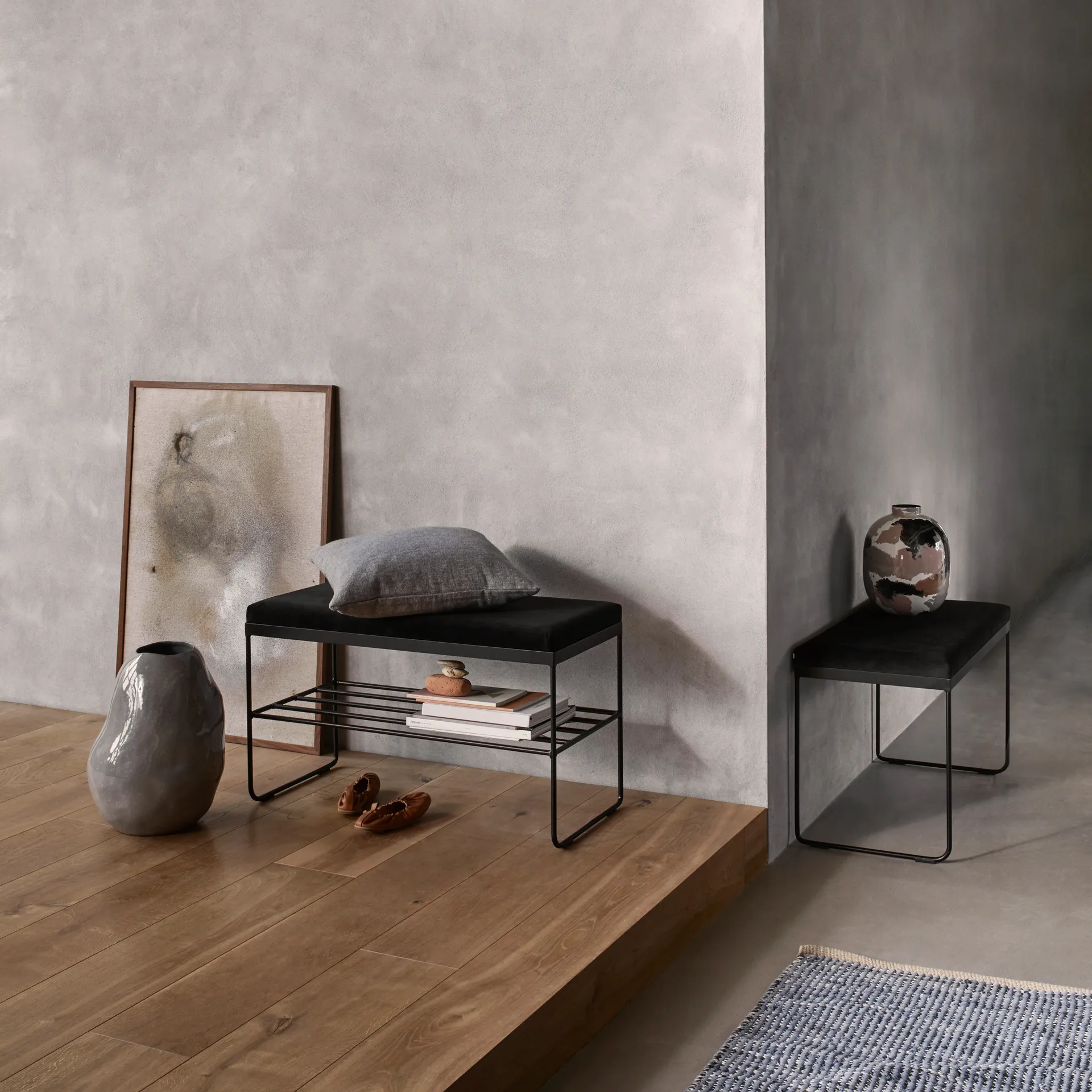 Tapis en coton Magda 80x250 cm, Flint stone blue Broste Copenhagen