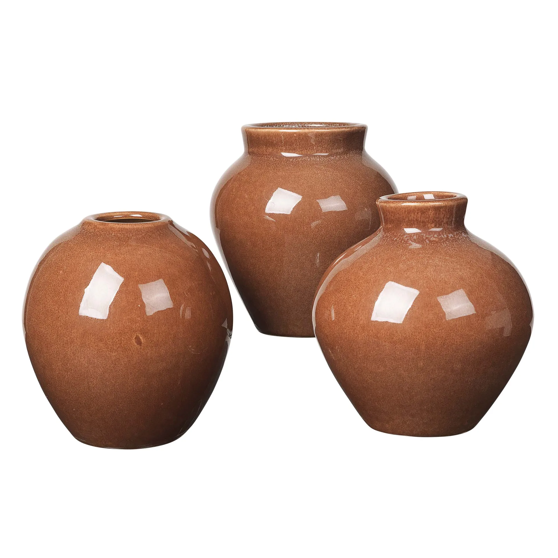 Vase en céramique Ingrid 14,5 cm Lot de 3, Caramel cafe Broste Copenhagen