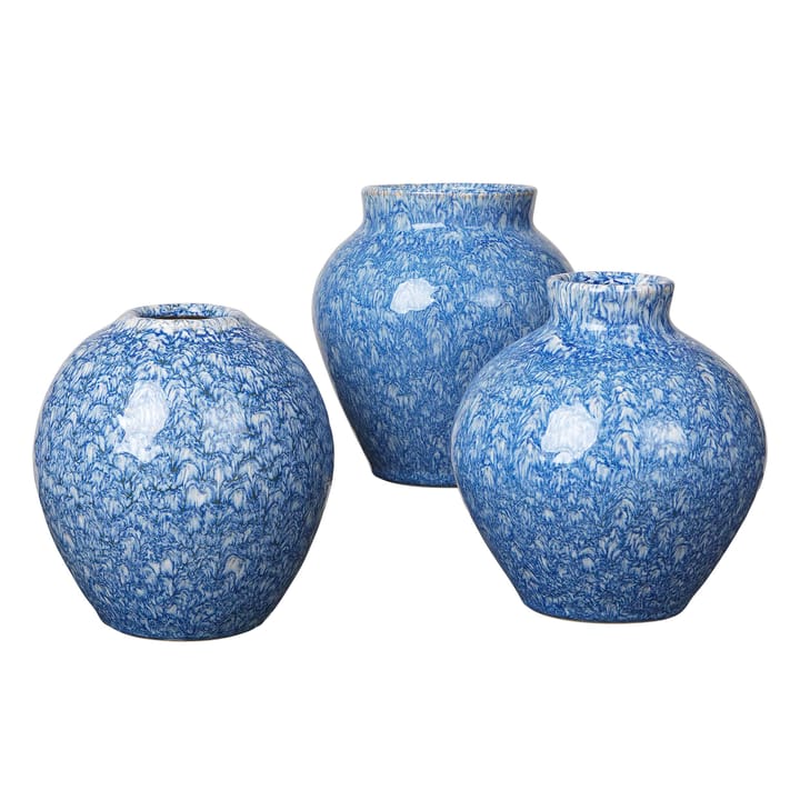 Vase en céramique Ingrid 14,5 cm Lot de 3 - Insignia blue-white - Broste Copenhagen