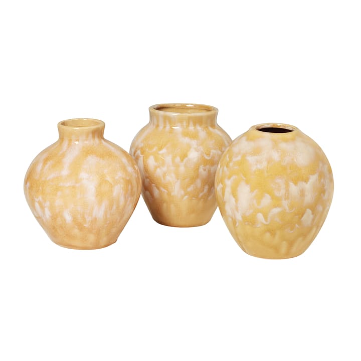 Vase en céramique Ingrid 14,5 cm Lot de 3 - Tawny olive yellow - Broste Copenhagen