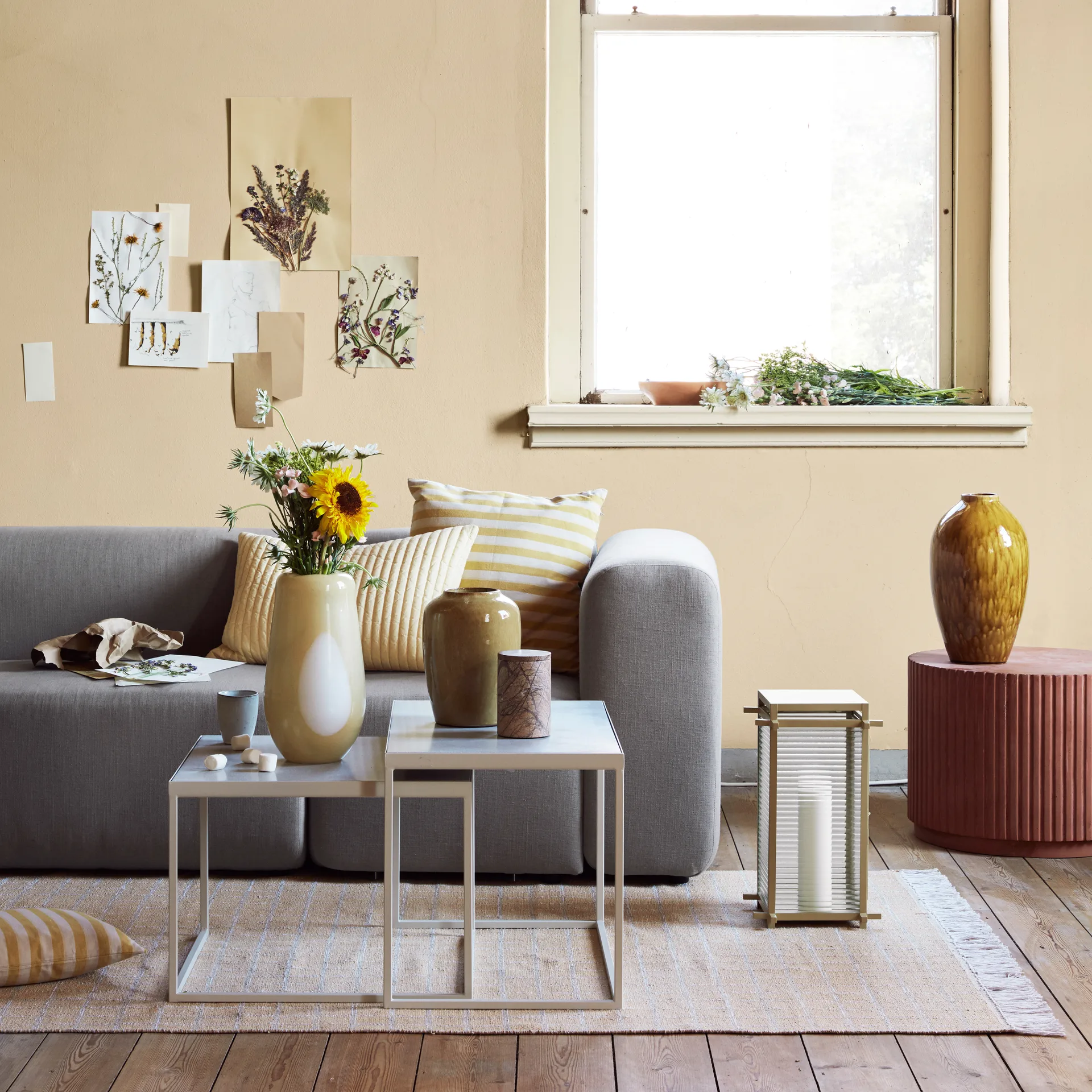 Vase en verre Ada Dot 37 cm, Golden fleece yellow Broste Copenhagen