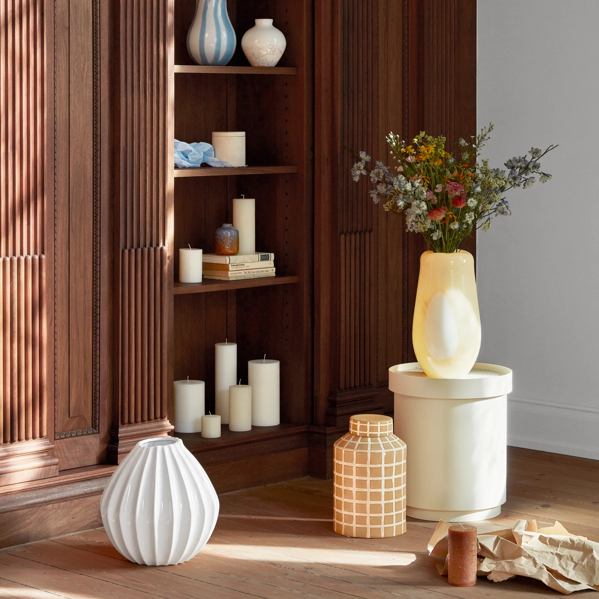 Vase en verre Ada Dot 37 cm, Golden fleece yellow Broste Copenhagen