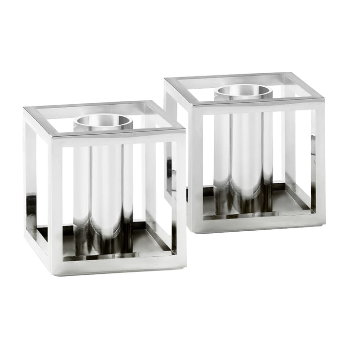 Bougeoir Kubus Micro Lot de 2 - Nickel - By Lassen