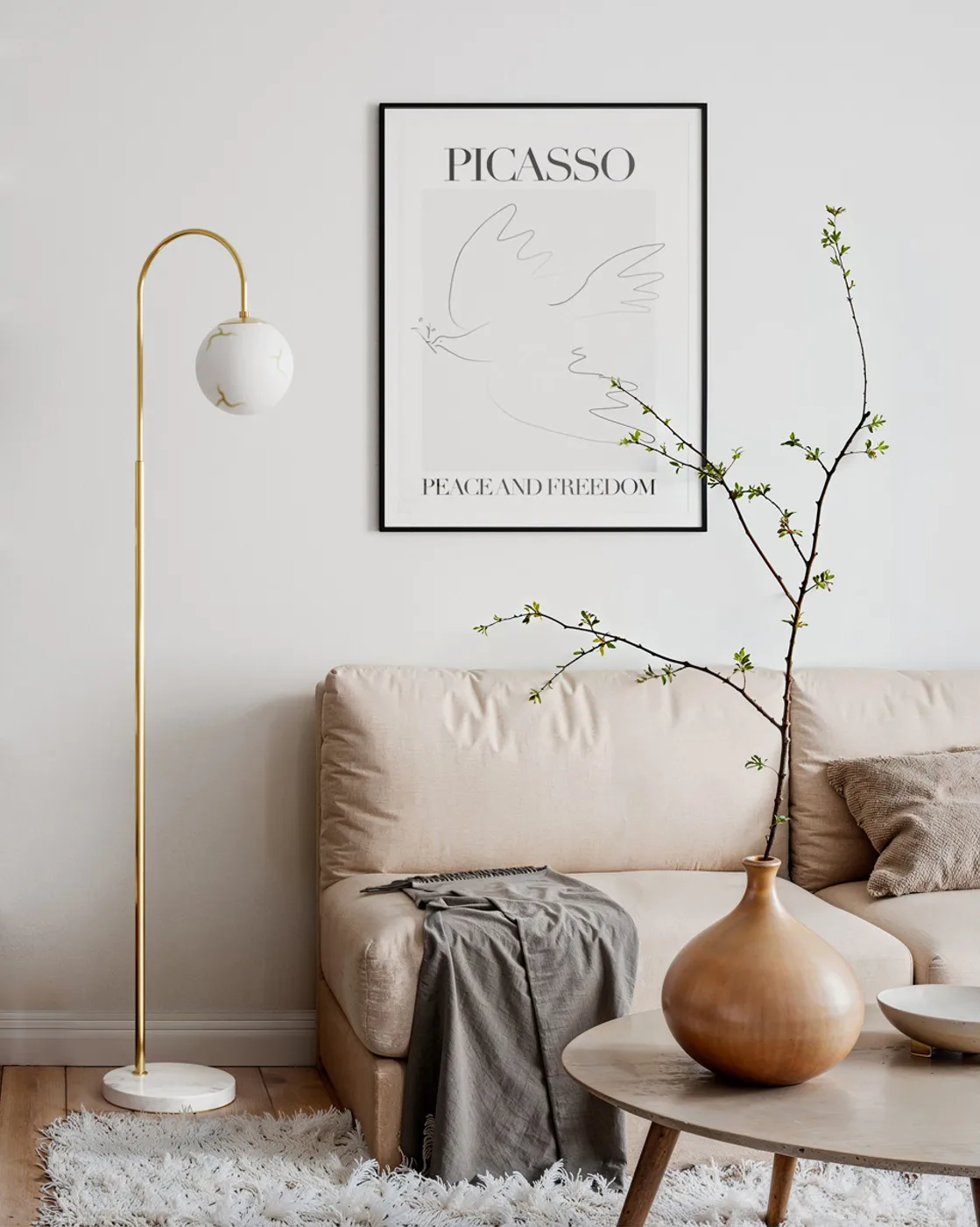 Lampadaire Bellagio 163 cm, Laiton-blanc By Rydéns