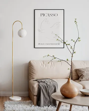 Lampadaire Bellagio 163 cm - Laiton-blanc - By Rydéns