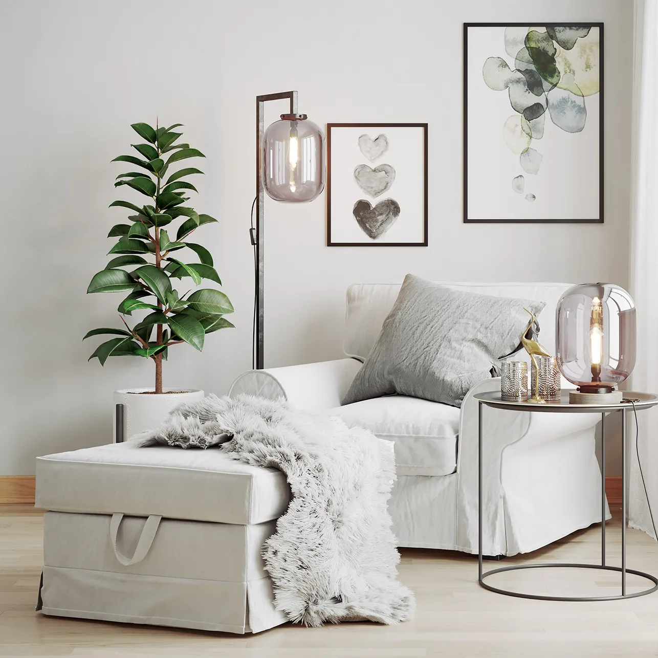 Lampadaire Leola, Marbre noir-gris fumé By Rydéns