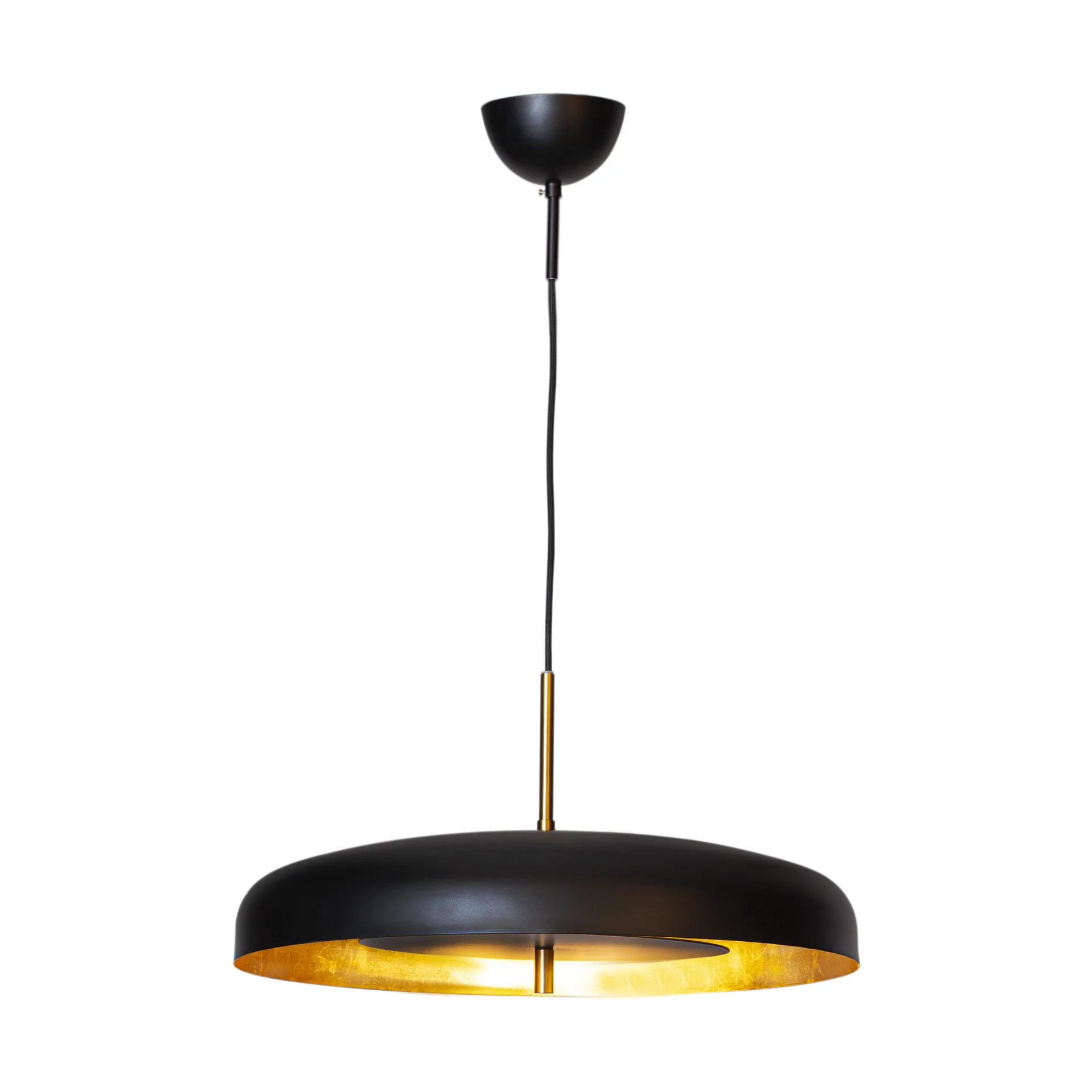 Lampe à suspension Shelby Ø50 cm, Noir-doré By Rydéns