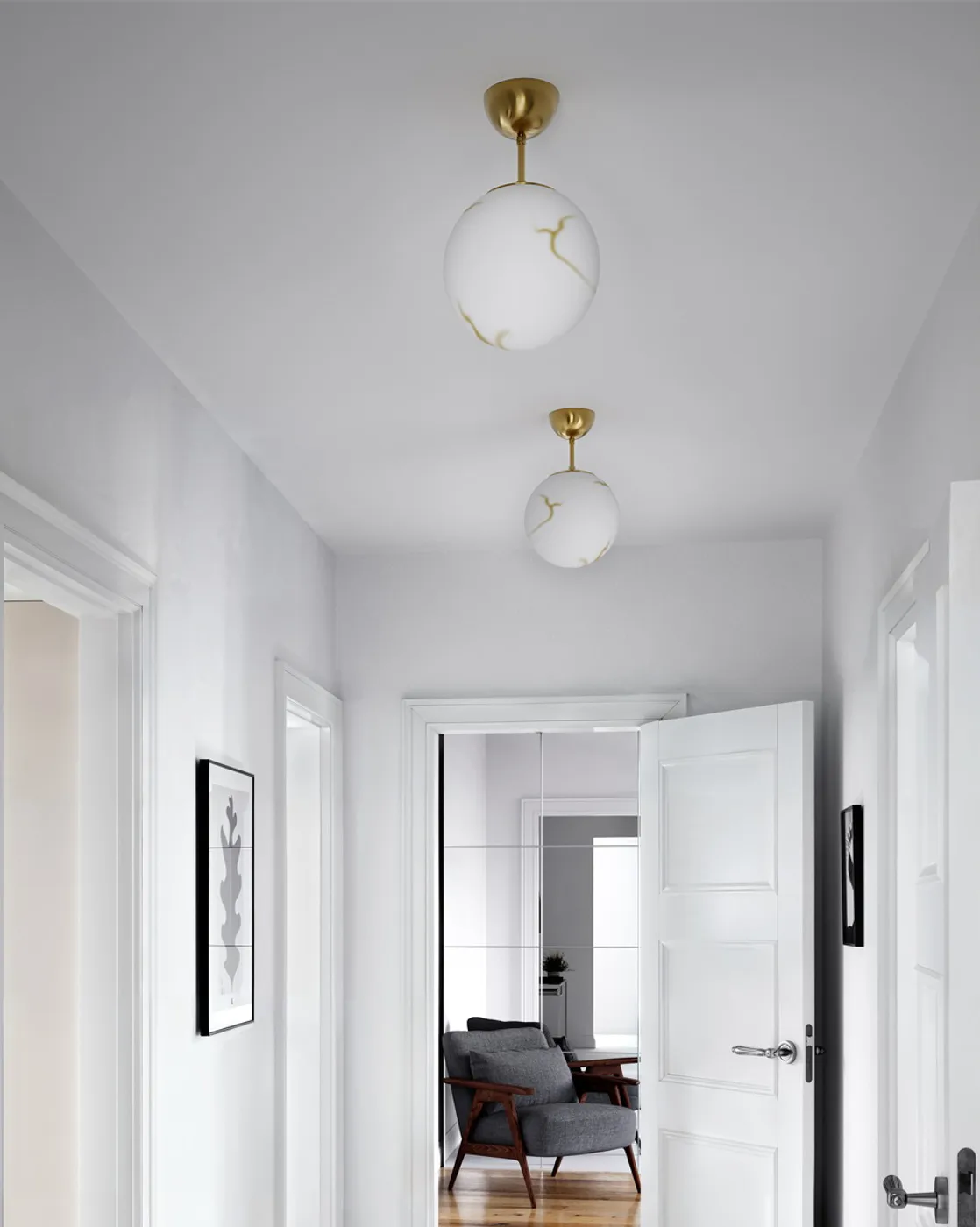 Suspension Bellagio Ø25 cm, Laiton-blanc By Rydéns