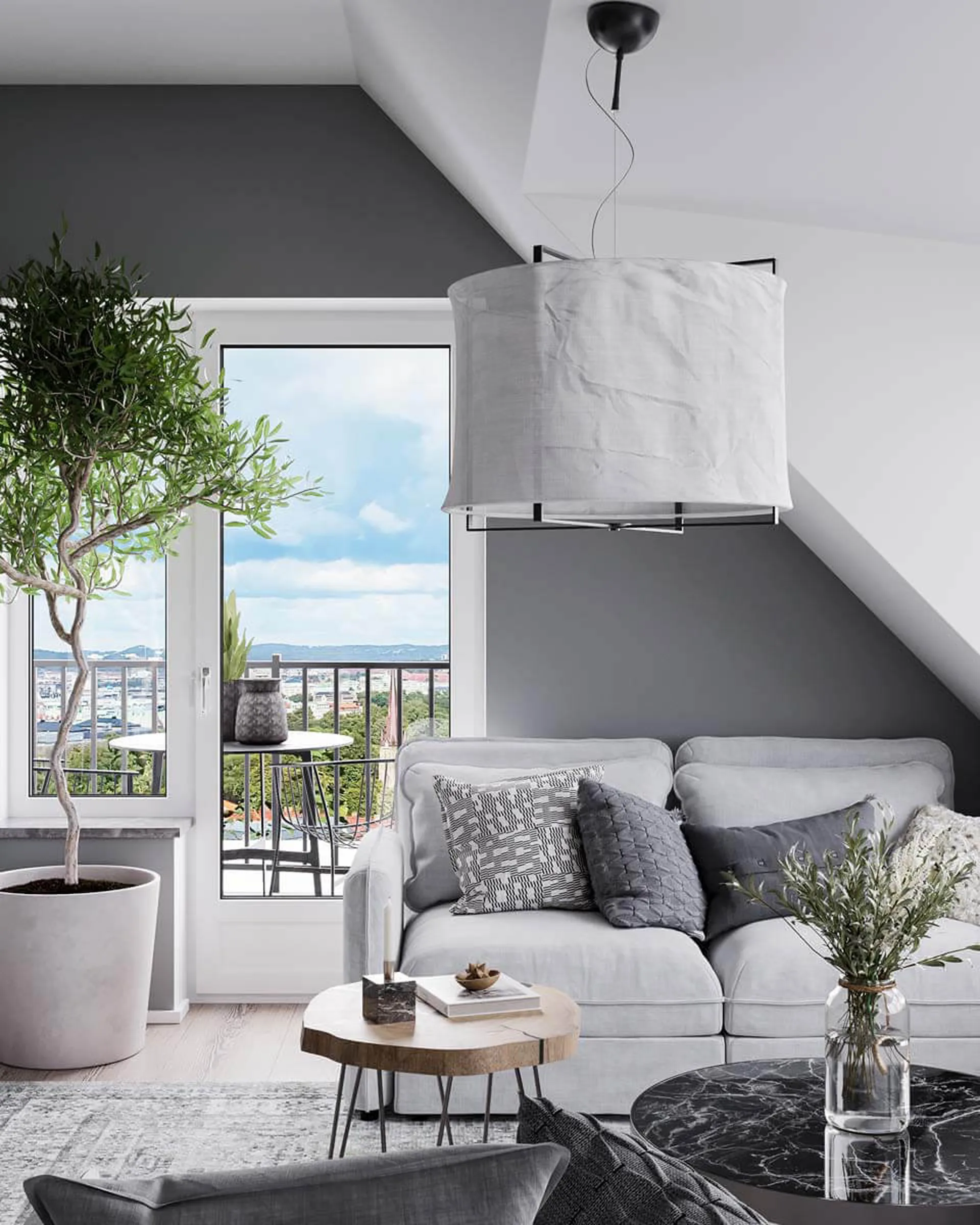 Suspension Softy Ø60 cm, Blanc mat-noir mat By Rydéns