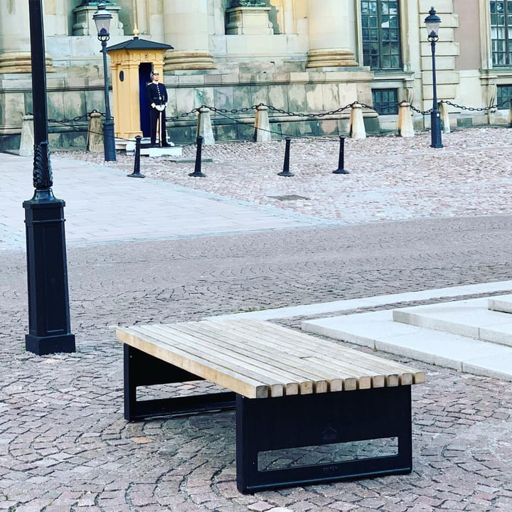Banc Block, Acajou, large, support noir Byarums bruk