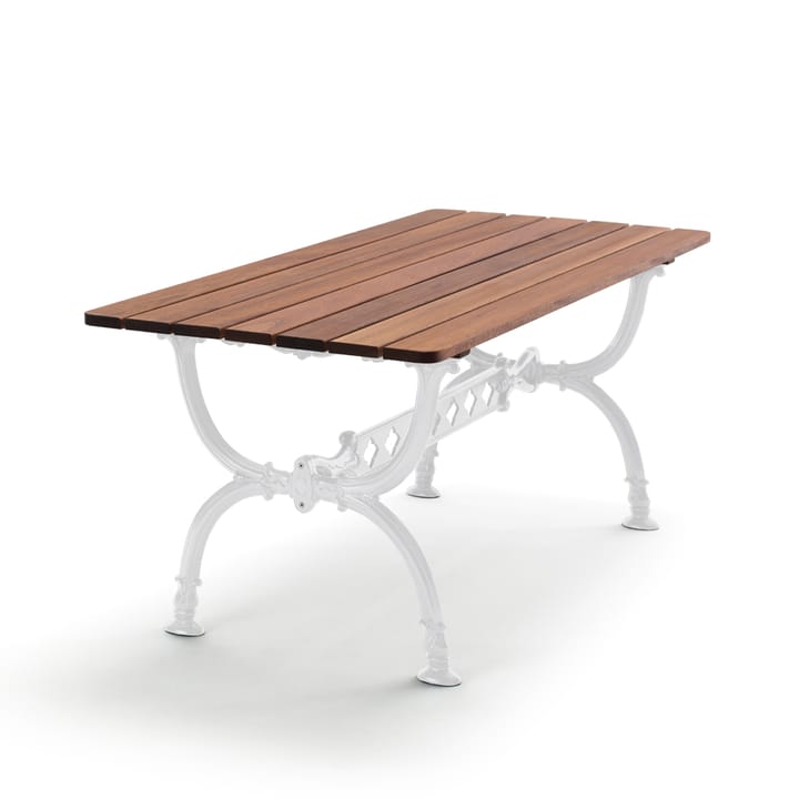 Table Byarum 142x72 cm - Acajou, support blanc - Byarums bruk