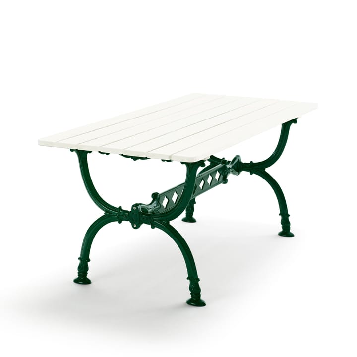 Table Byarum 142x72 cm - Pin laqué blanc, support vert - Byarums bruk
