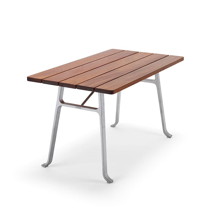 Table Seriff - Huile de acajou, support en aluminium brut - Byarums bruk