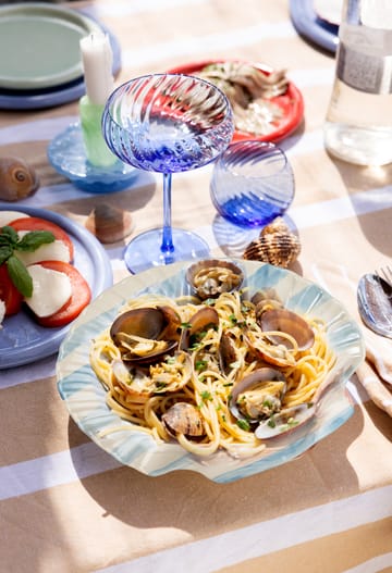 Assiette Armona stripe 23,5x23,5 cm - Bleu clair-blanc - Byon
