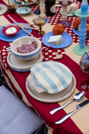 Assiette Armona stripe 23,5x23,5 cm - Bleu clair-blanc - Byon