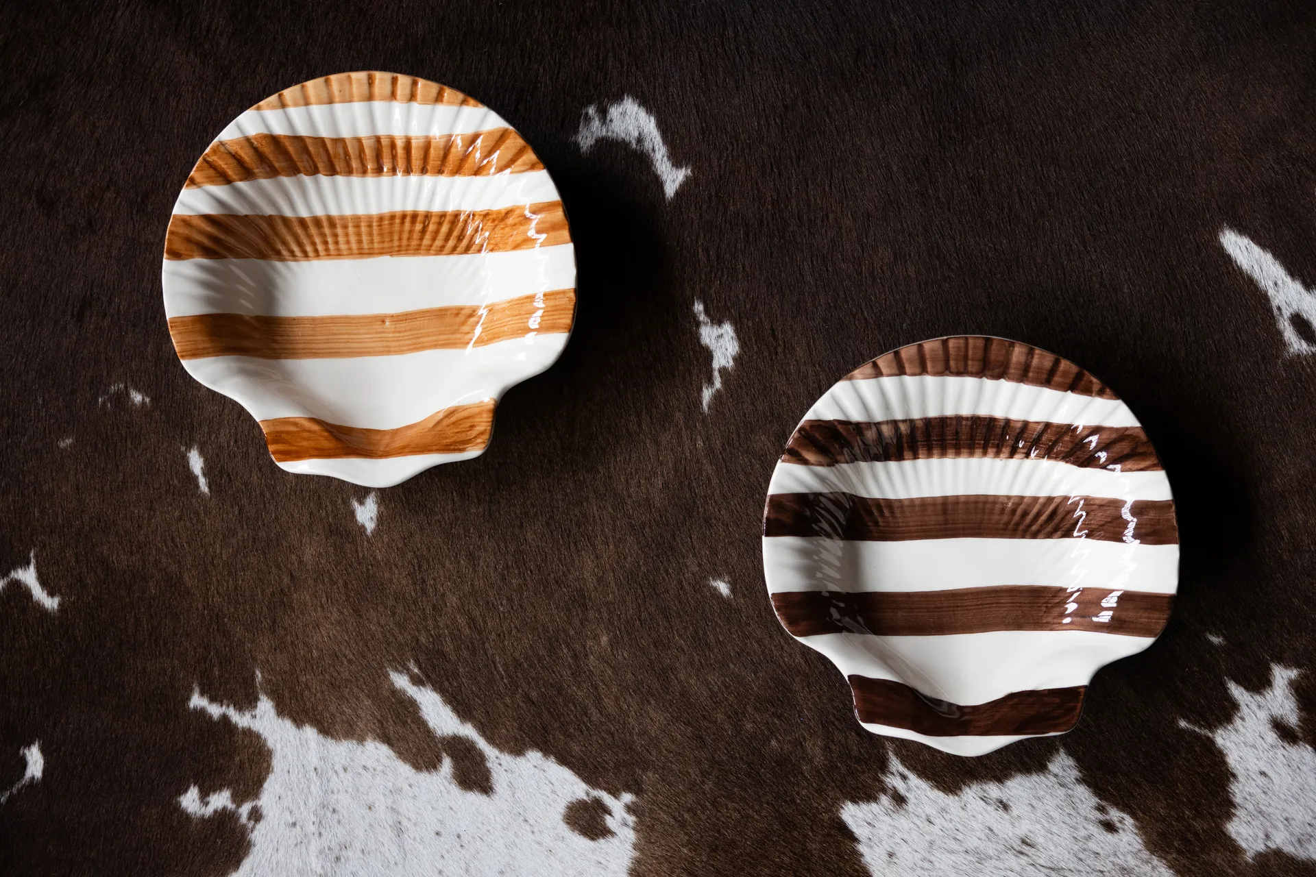 Assiette Armona stripe 23,5x23,5 cm, Brun clair-blanc Byon