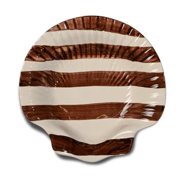 Assiette Armona stripe 23,5x23,5 cm - Brun foncé-blanc - Byon