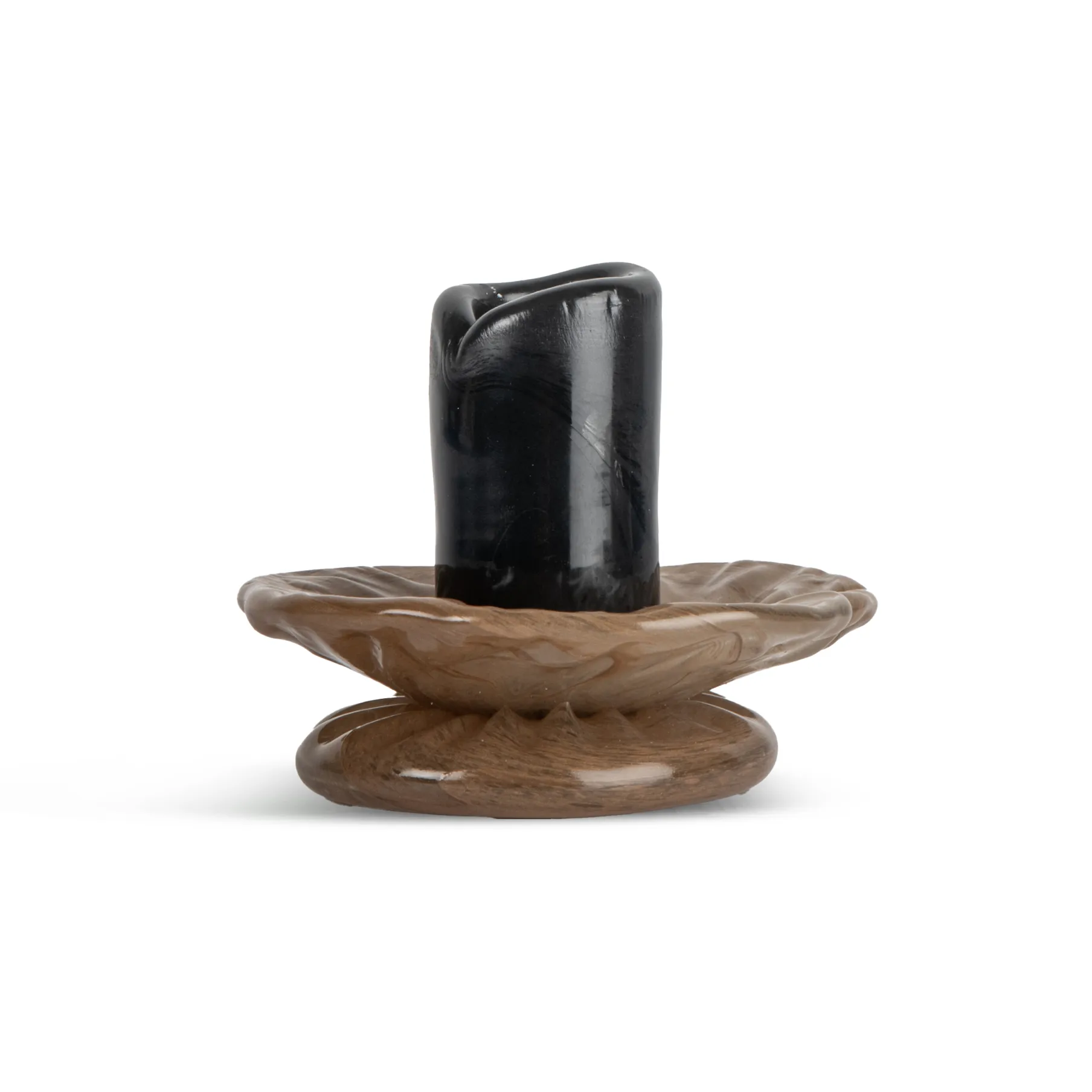 Bougeoir Lara XS 9 cm, Noir-beige Byon