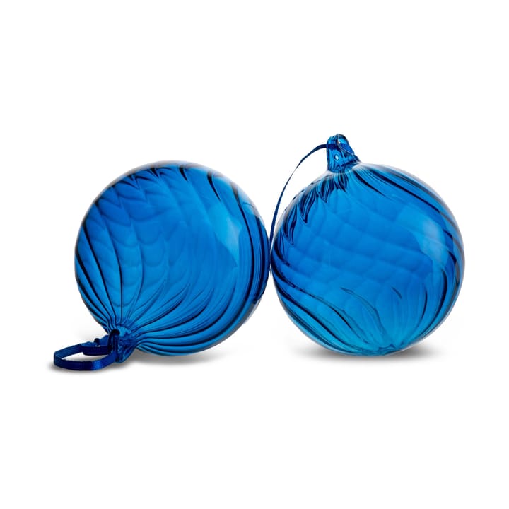 Boule de sapin Opacity M Ø8 cm, 2 pièces - Bleu - Byon