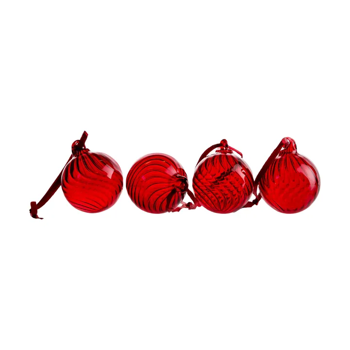 Boule de sapin Opacity XS Ø4 cm, 4 pièces - Rouge - Byon