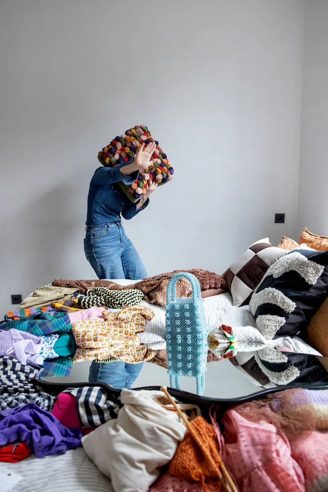 Coussin Fluffy 50x50 cm, Black-beige Byon