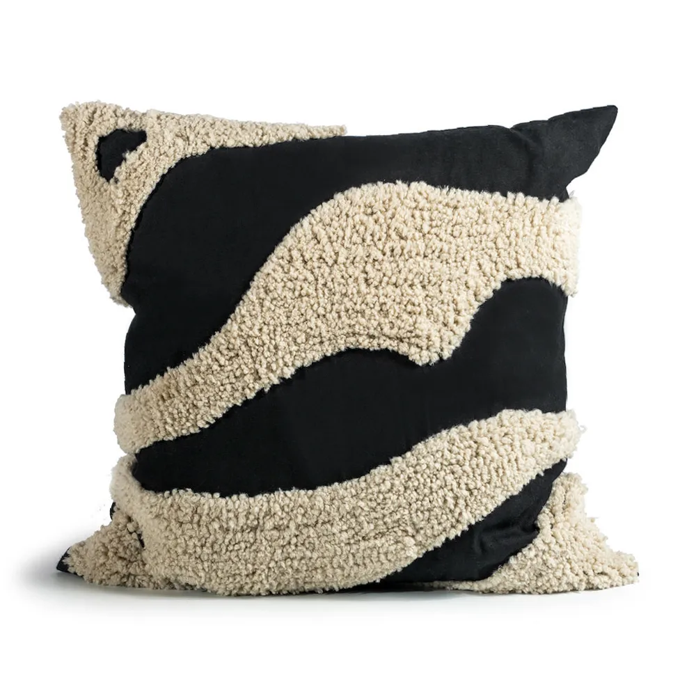 Coussin Fluffy 50x50 cm, Black-beige Byon