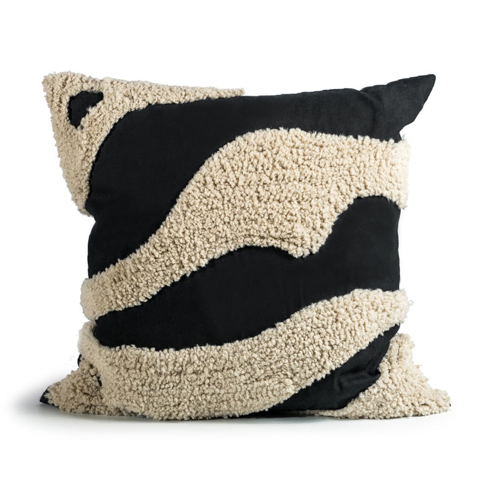 Byon Coussin Fluffy 50x50 cm Black-beige | Design Scandinave | Coussins | Noir
