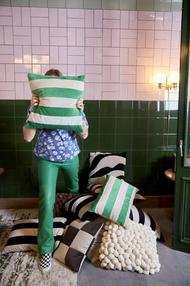 Coussin Pathi L 40x60 cm, Vert-beige Byon