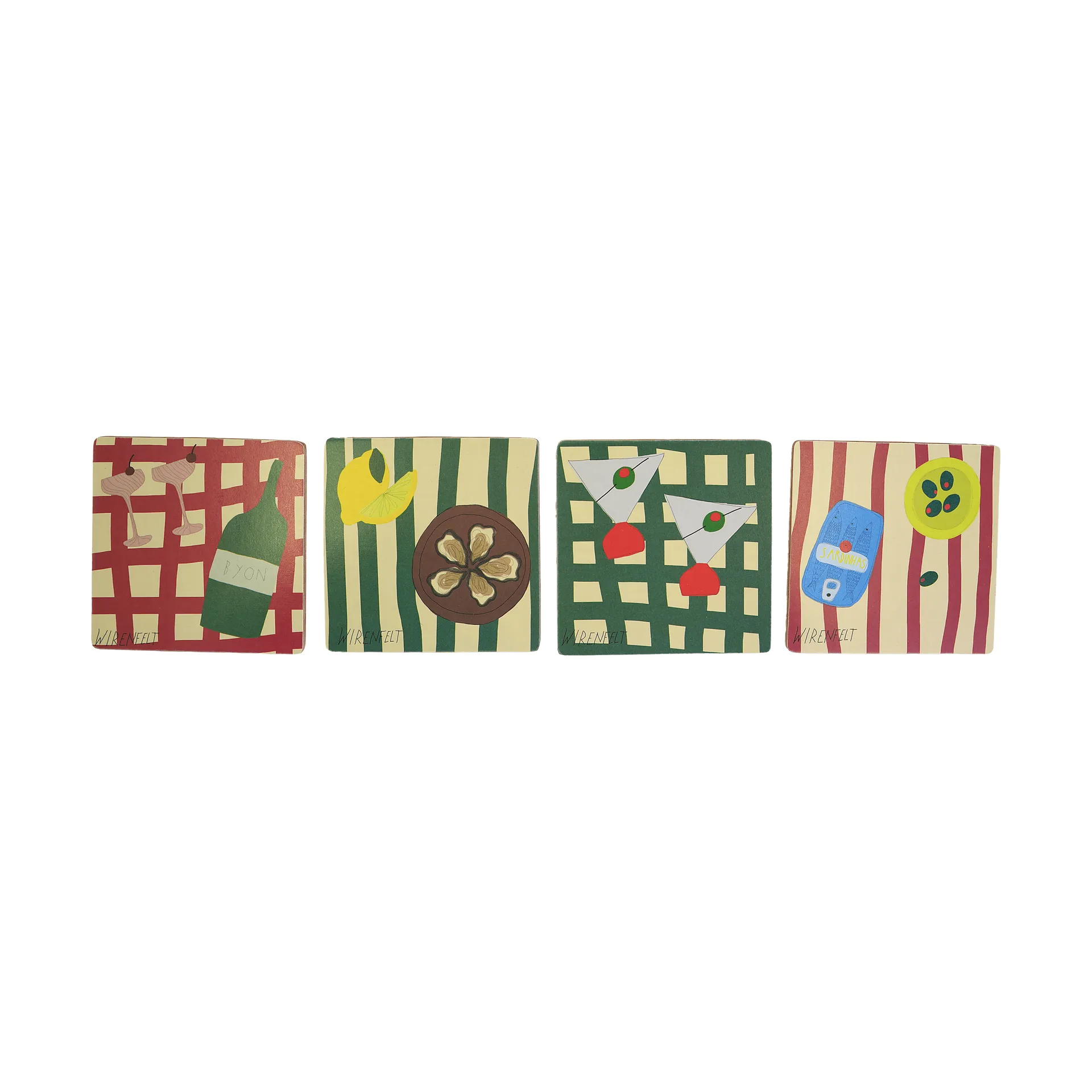 Dessous de verre Sera, lot de 4 pièces, Mix, 9x9 cm Byon